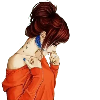 🖤 4d76c623 femme, fille, illustration, art, portrait, dessin animé, mode, style whatsapp sticker