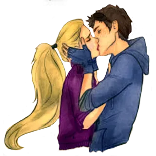 🖤 5cd800a4 baiser, romance, amour, couple, affection, dessin animé whatsapp sticker