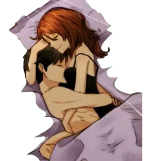 🖤 82ddaf49 couple, romance, amour, lit, dormir whatsapp sticker