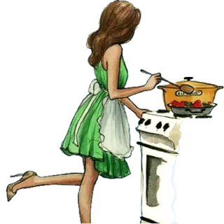 🖤 8b916322 femme, cuisine, cuisine, tablier, nourriture, cuisinière whatsapp sticker