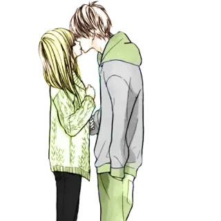 🖤 96a6e209 couple, baiser, amour, romance, dessin animé, anime whatsapp sticker