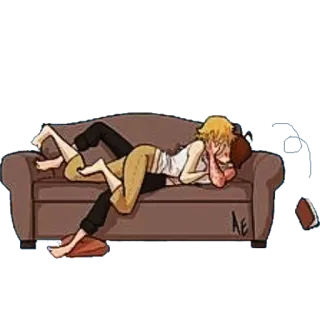 🖤 98b167ae couple, canapé, romance, baiser, amour whatsapp sticker