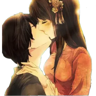 🖤 a9c28808 baiser, romance, amour, couple, anime, manga, asiatique whatsapp sticker
