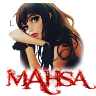 🖤 c6b4314c MAHSA femme, fille, portrait, anime, nom whatsapp sticker