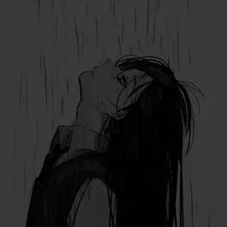 🎡 0d939165 动漫, 雨, 悲伤, 漫画, 黑白, 抑郁, 情感 telegram sticker