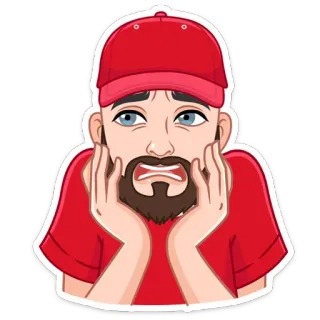 😅 53f2ff59 男, 赤い帽子, 心配, 怖い, 感情, 困惑, 顔, 手 telegram sticker
