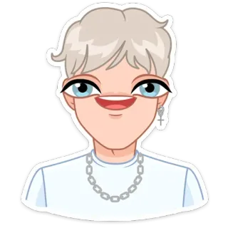 👀 8c4aee61 人物, ポートレイト, 漫画, ネックレス, ブロンド, ジュエリー telegram sticker