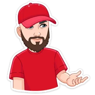 🤨 9e39ff03 男, 漫画, ひげ, 帽子, 赤, 指差し telegram sticker