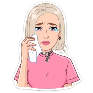 😭 e42299ea 泣く, 悲しい, 女性, ブロンド, 感情的, 動揺 telegram sticker