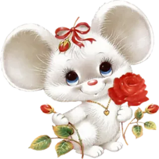 🌹 06c4029b мышь, милый, животное, роза, цветок whatsapp sticker