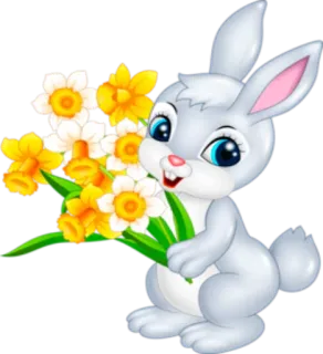 🌼 7f5cf77f кролик, зайчик, цветы, весна, милый, животное whatsapp sticker