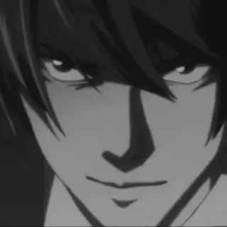 🀄 498b5752 Light Yagami Death Note Anime, Manga, Bösewicht, Ernst, Schwarzweiß telegram sticker
