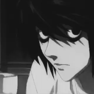 🀄 5c7cb164 L Death Note Anime, Detektiv, Denken, Schwarzweiß, Ernst telegram sticker