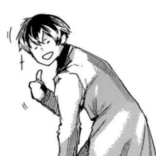 👍 0209f6b0 อนิเมะ, มังงะ, ยกนิ้วให้, ยิ้ม, ตัวละคร telegram sticker