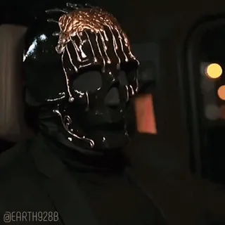 😡 6ea3d9b5 @EARTH928B skull, mask, horror, creepy, dark, gold, dripping, scary telegram sticker