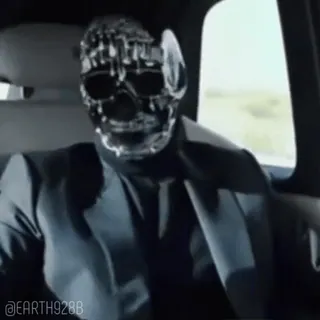 😡 d537c1b4 mask, skull, black suit, car telegram sticker