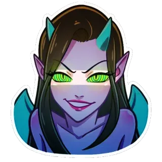 🔞 0cad0023 setan, kartun, iblis, tanduk, sayap, wanita, monster, fantasi telegram sticker