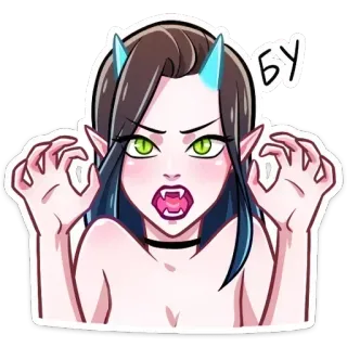 🔞 19ef44fd БУ iblis, gadis, monster, Halloween, setan, anime, hantu telegram sticker