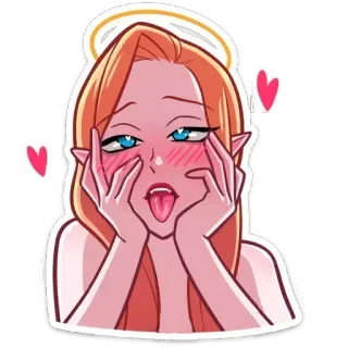 🔞 20a35edf Anime, Stiker, Gadis, Peri, Lidah, Hati, Lucu telegram sticker