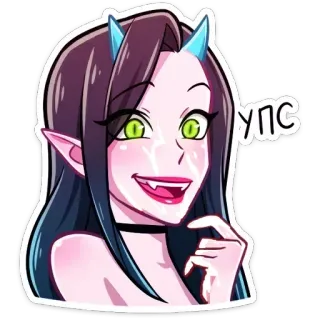 🔞 60a0f57f YIC iblis, succubus, fantasi, wanita, tanduk, anime, kartun telegram sticker