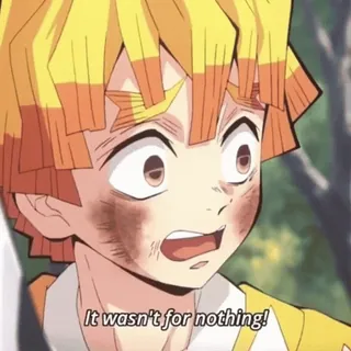 ⚡ f08d4945 Zenitsu Agatsuma Demon Slayer It wasn't for nothing! Anime, Demon Slayer, Zenitsu, Walka, Determinacja whatsapp sticker